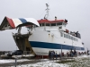 SejerøFærgen i dens hvide farve 17. februar 2013